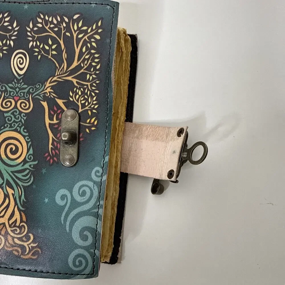 TUZECH Book of Spells Leather Bound Journal Deckle Edge Paper Grimoire
